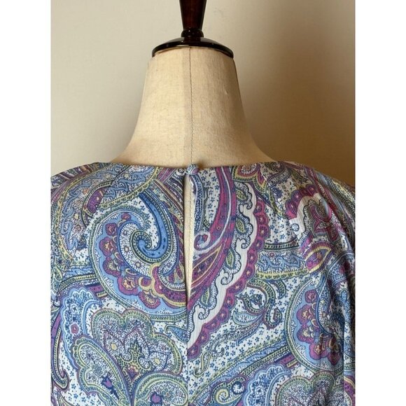 Lauren Ralph Lauren Blue And Purple Paisley Ruffle Detail Mini Shift Dress‎ 8P - Picture 7 of 11